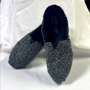 TOMS Black and White Slip-On Shoes